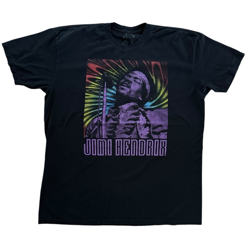 Jimi Hendrix Graphic Band Tee – Psychedelic Print – Black – XL
